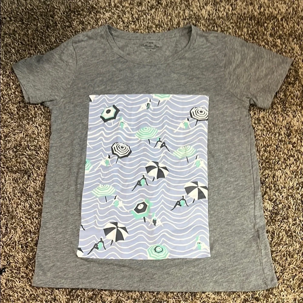 J. Crew Gray Graphic Short Sleeve Tee